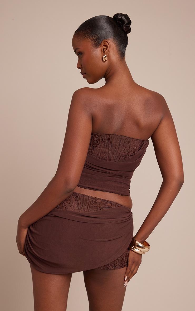 Pretty Little Thing Brown Floral Lace Drape Detail Corset