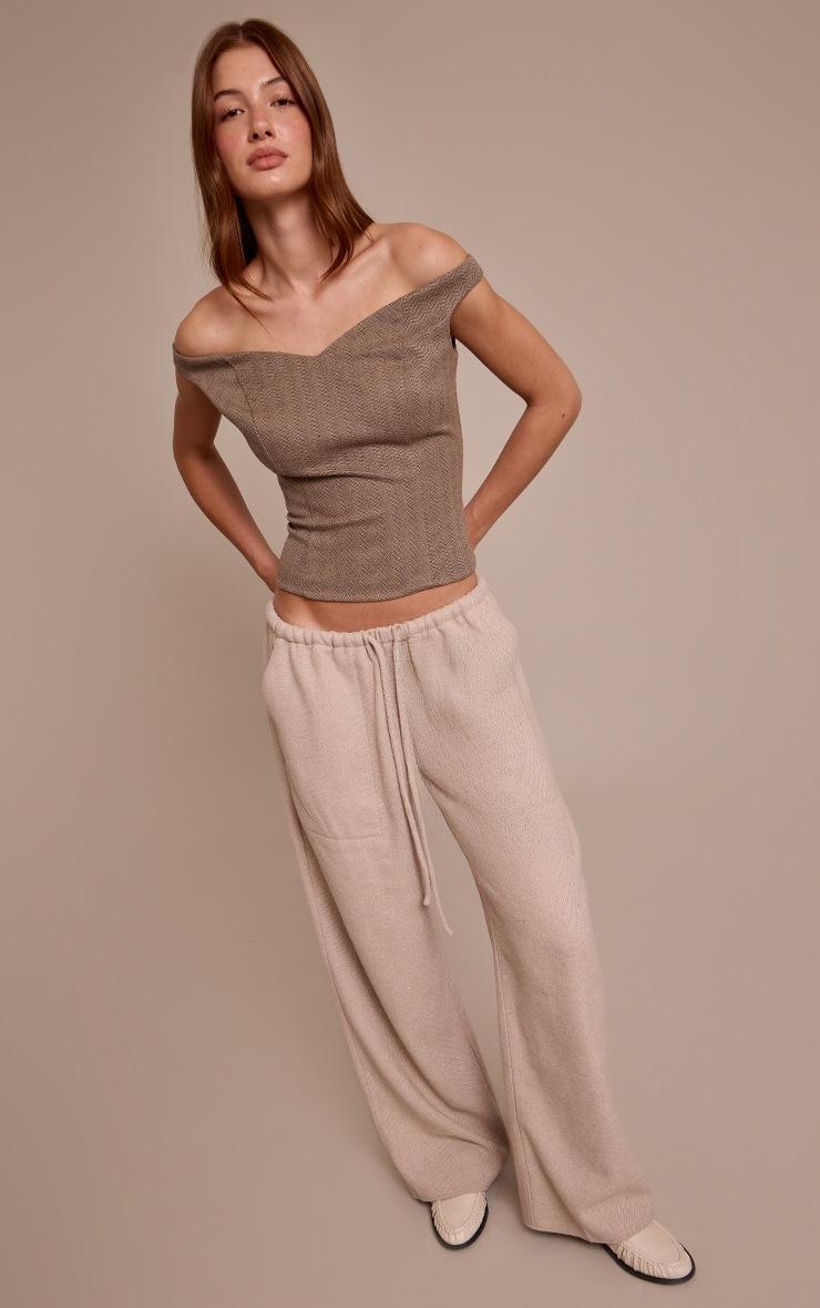 Pretty Little Thing Brown Herringbone Fitted Long Top