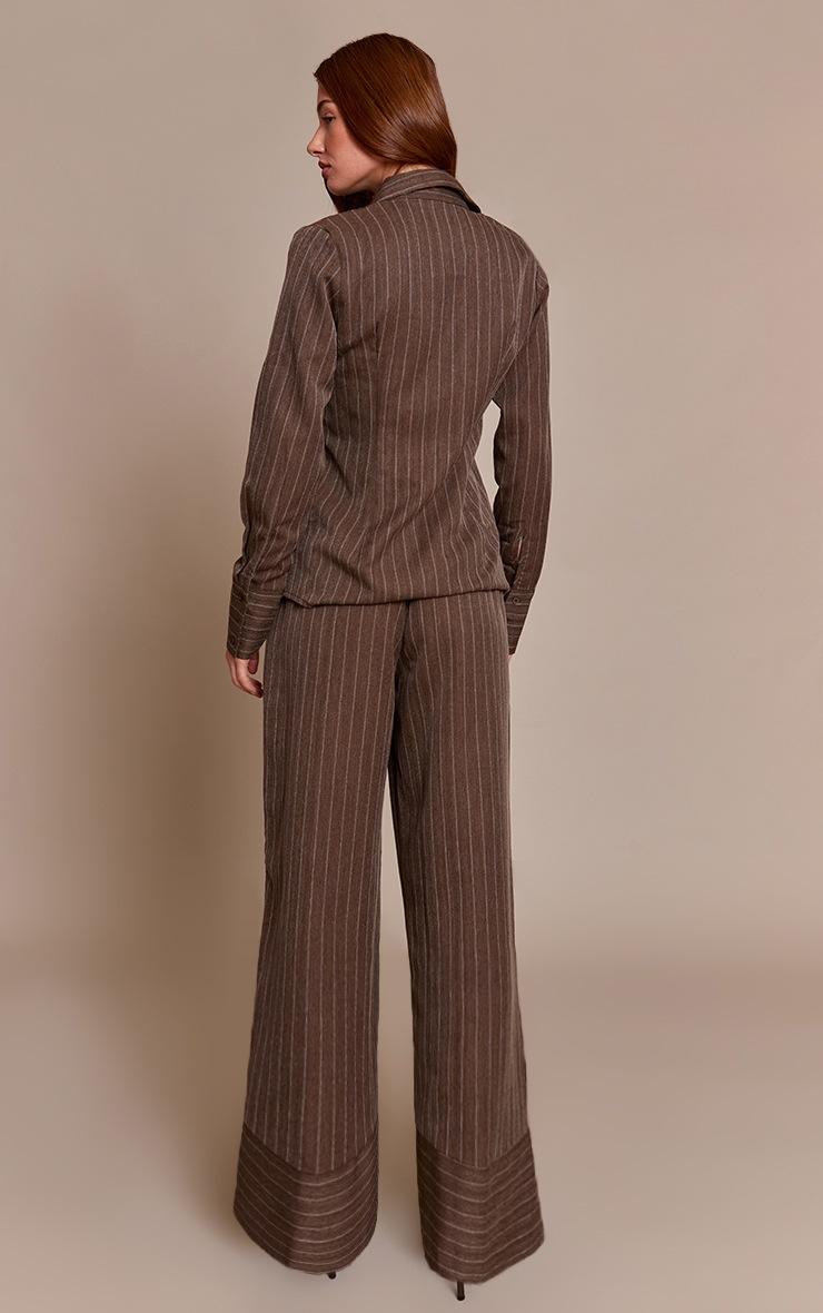 Pretty Little Thing Brown Pinstripe Woven Drawstring Pants