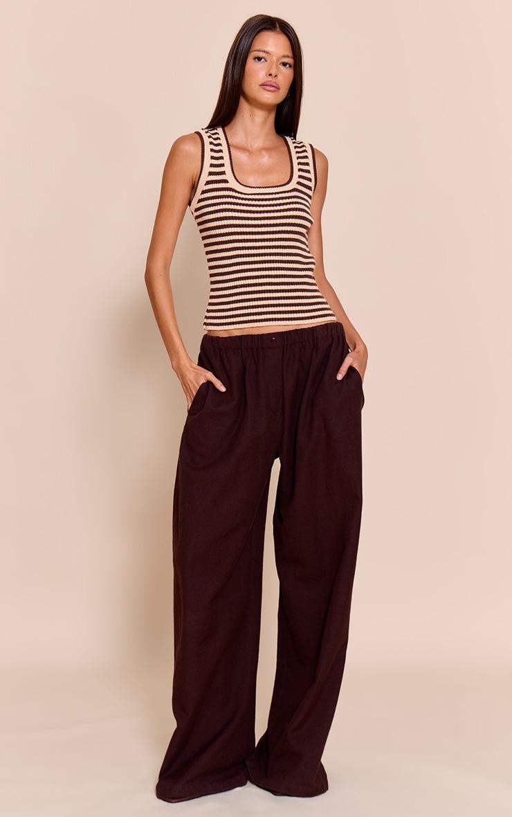 Pretty Little Thing Brown Scooped Neck Striped Rib Knit Vest