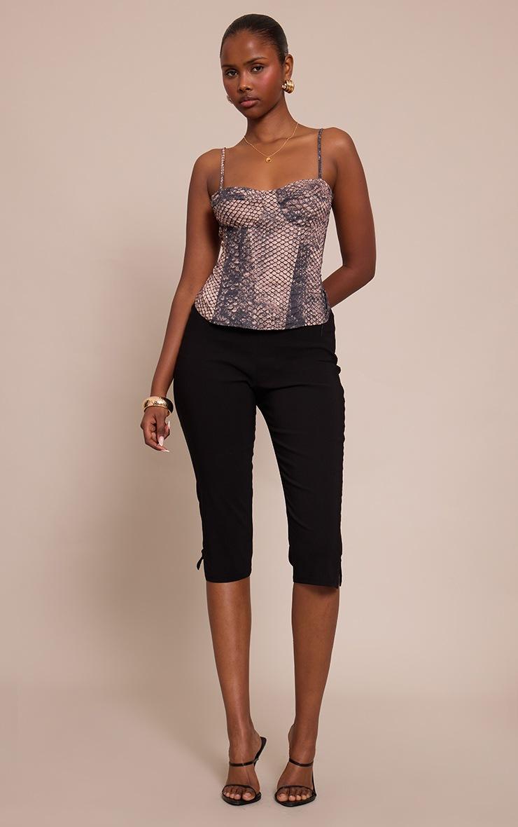 Pretty Little Thing Brown Snake Print Structured Corset Top