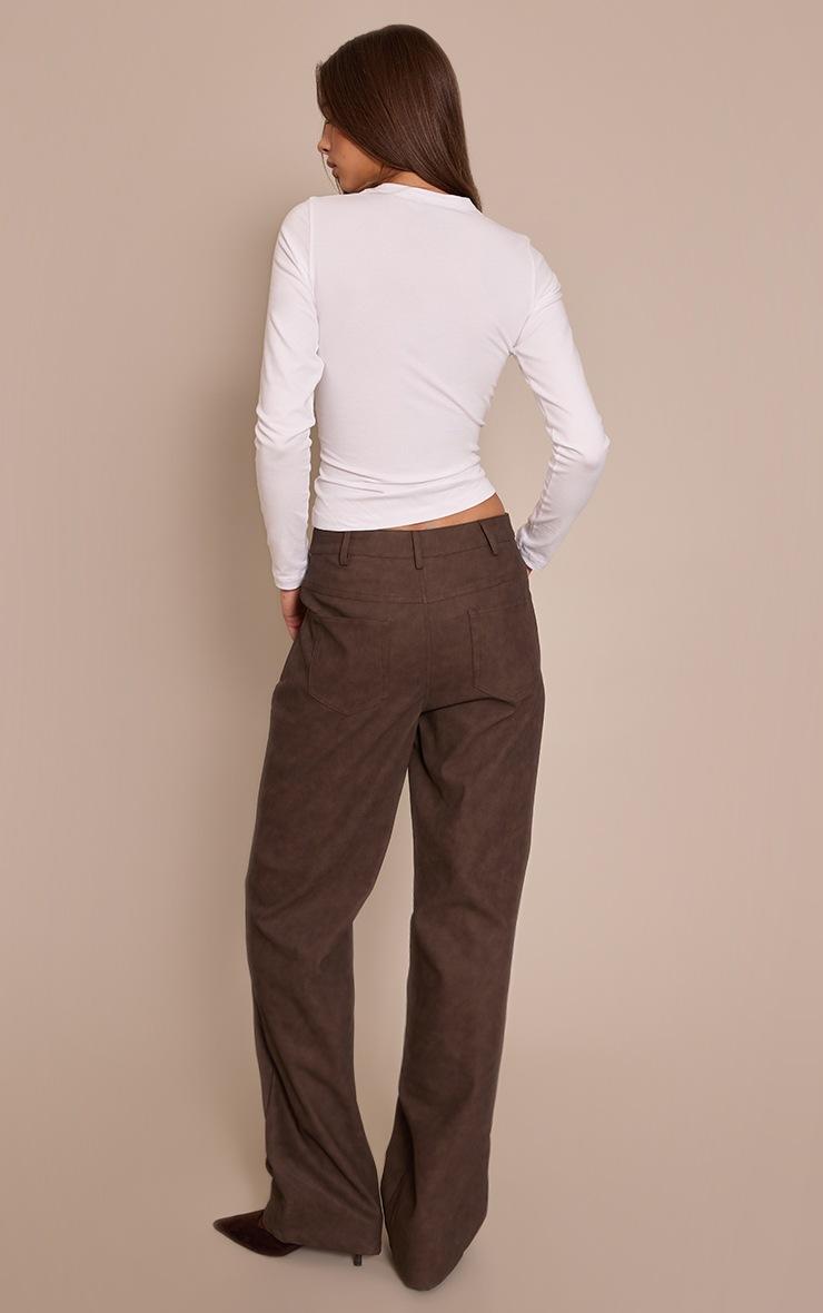 Pretty Little Thing Brown Textured Faux Leather Straight Leg Pants