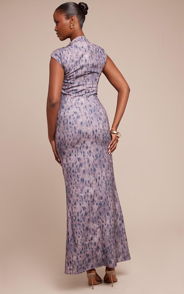 Pretty Little Thing Brown Textured Printed High Neck Sleeveless Maxi Dress
