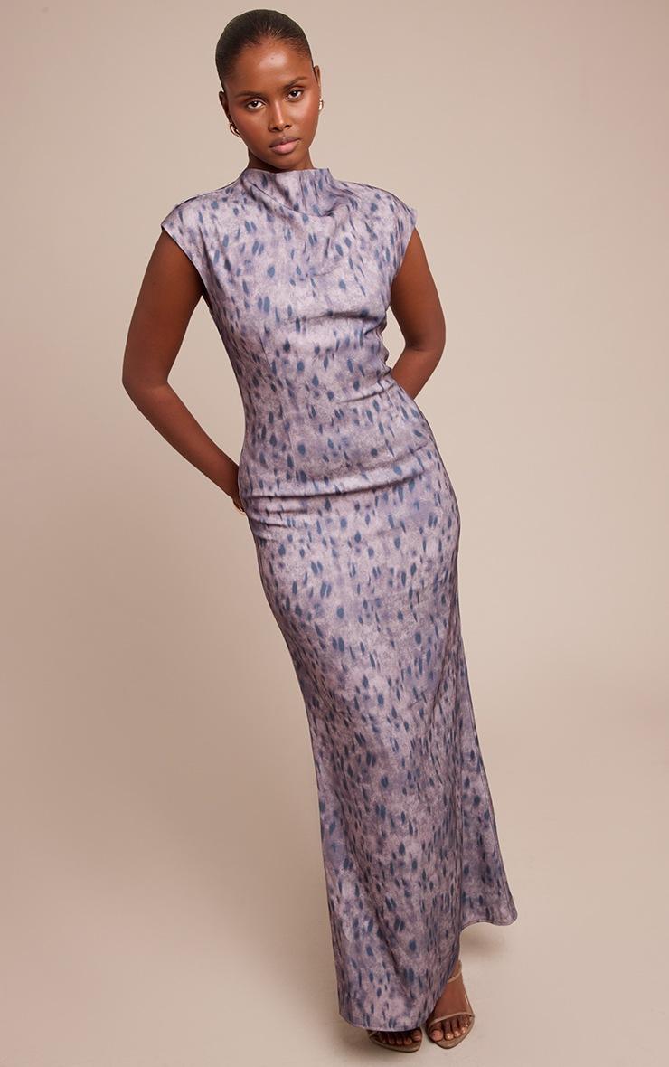 Pretty Little Thing Brown Textured Printed High Neck Sleeveless Maxi Dress