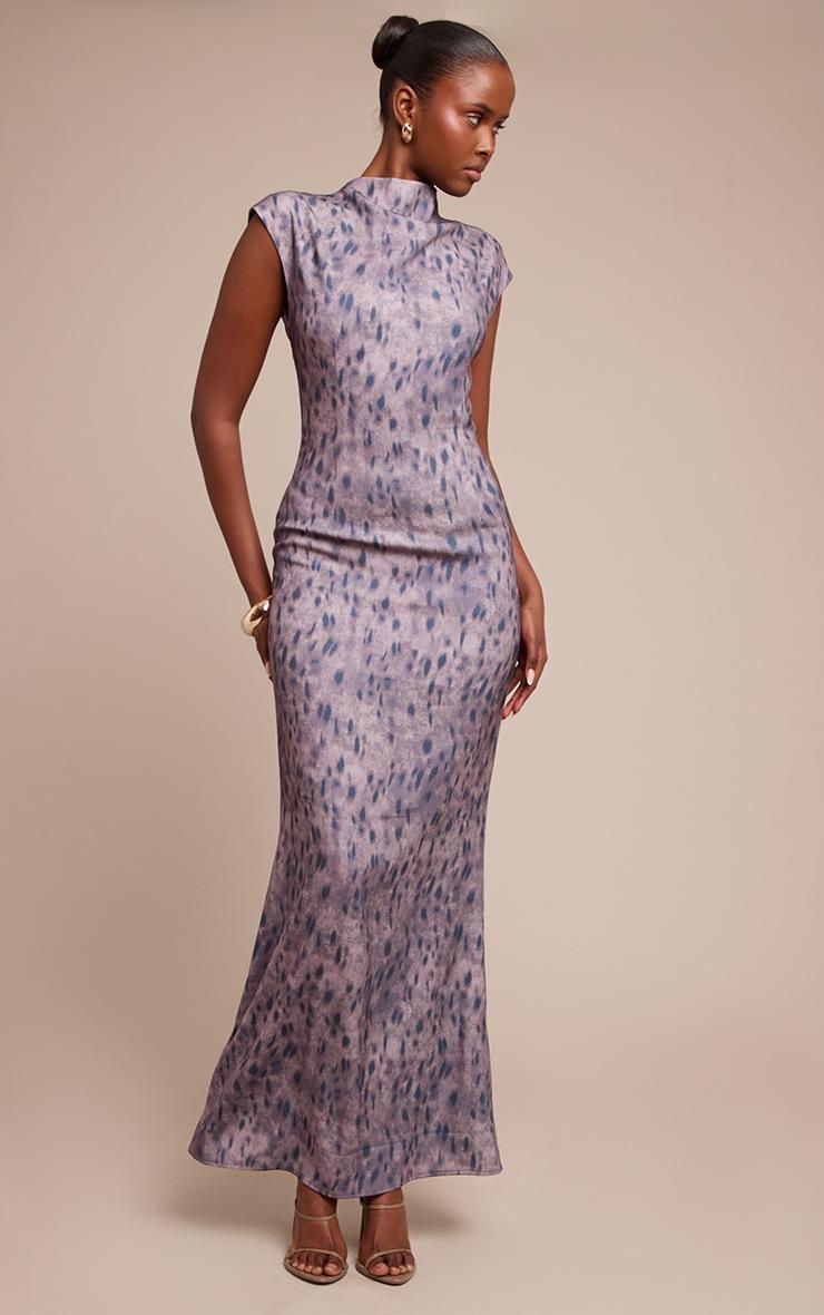 Pretty Little Thing Brown Textured Printed High Neck Sleeveless Maxi Dress