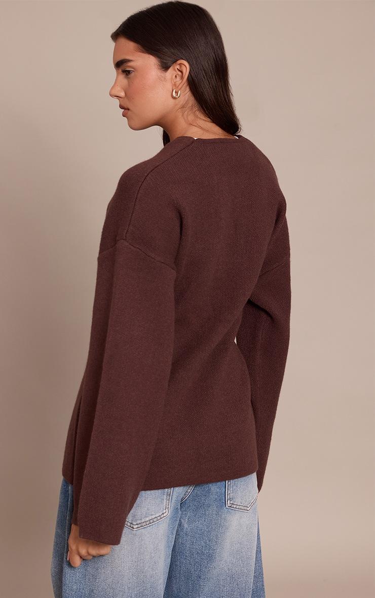 Pretty Little Thing Brown Trim Detail Wrap Style Cardigan