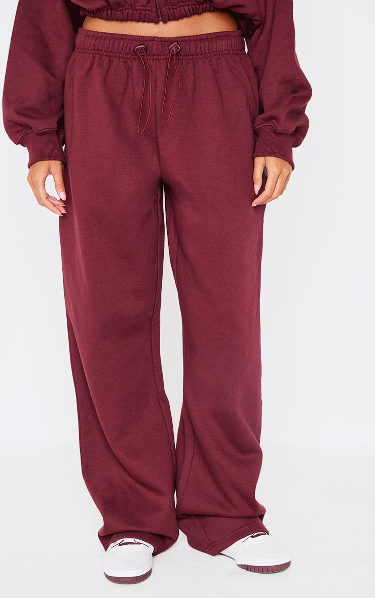 Pretty Little Thing Burgundy Drawcord Hem Oversized Sweatpants