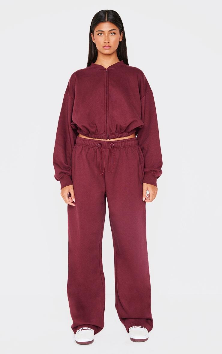 Pretty Little Thing Burgundy Drawcord Hem Oversized Sweatpants