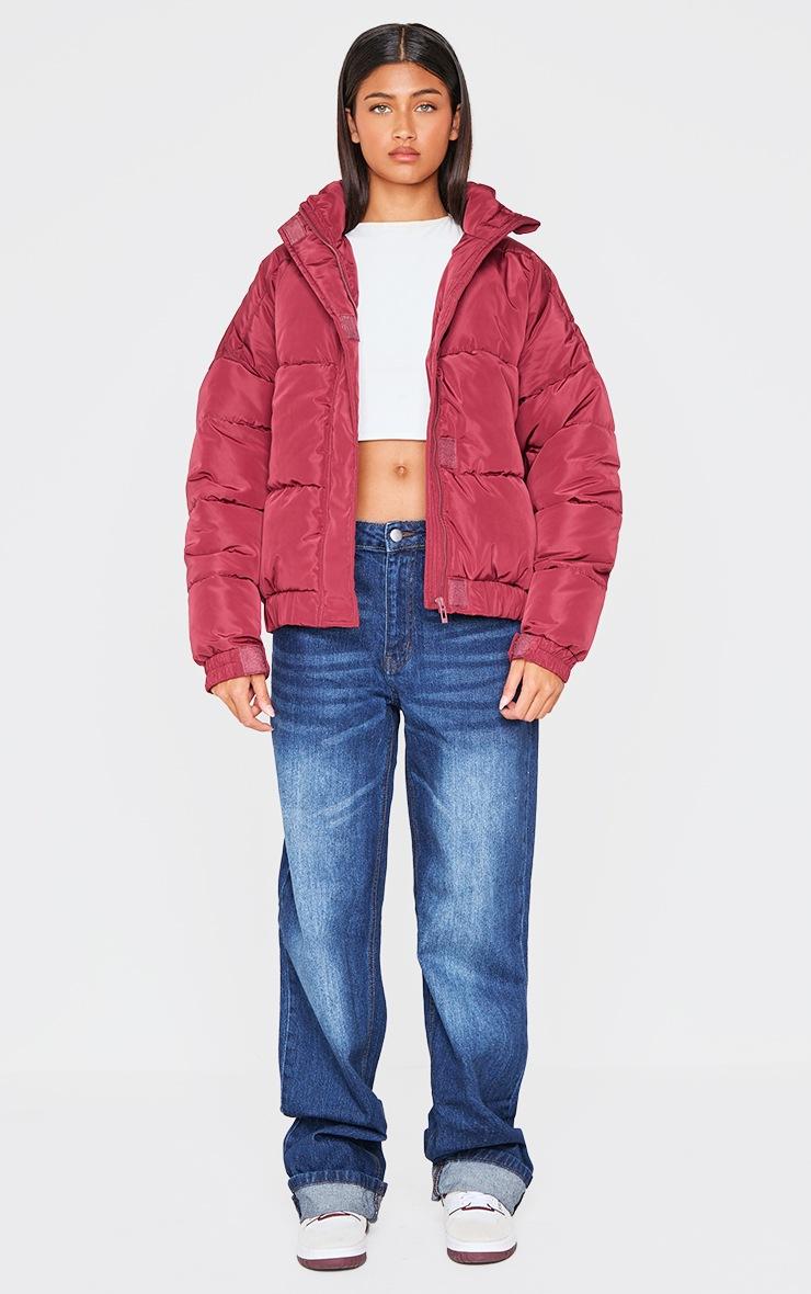 Pretty Little Thing Burgundy Funnel Neck Padded Jacket