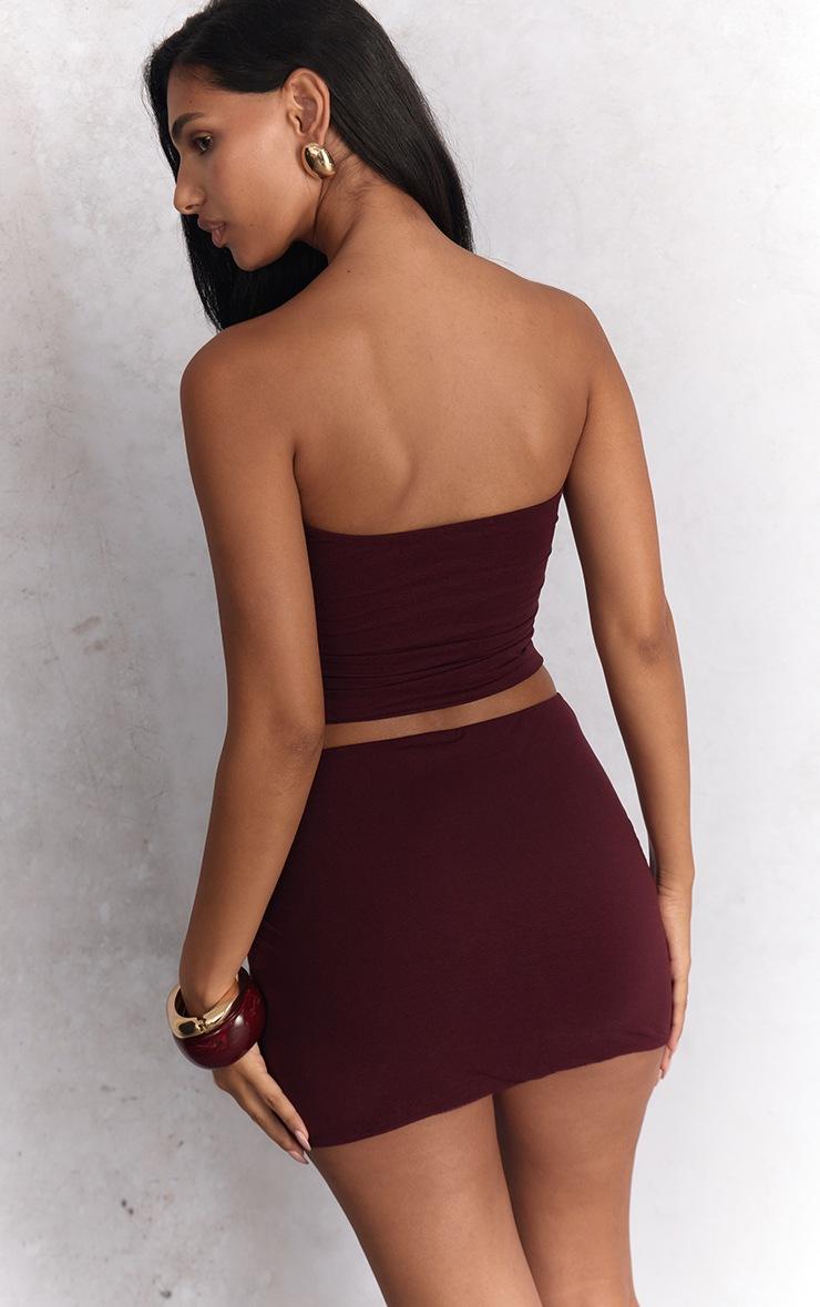 Pretty Little Thing Burgundy Gold Trim Detail Mini Skirt