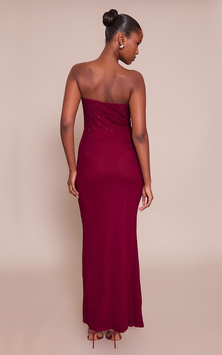 Pretty Little Thing Burgundy Hotfix Bandeau Maxi Dress