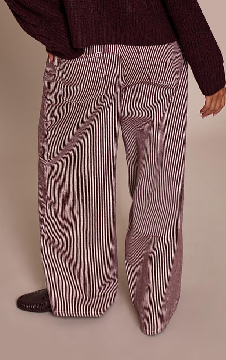 Pretty Little Thing Burgundy Pinstripe High Waist Denim Jeans