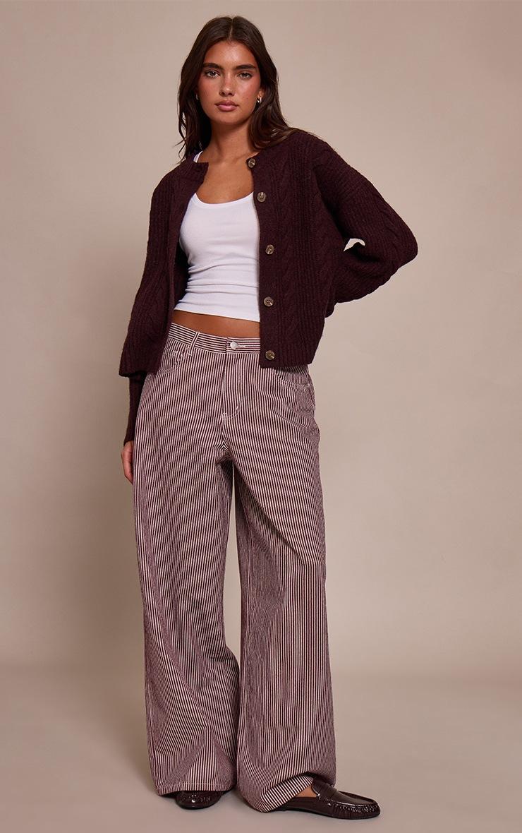 Pretty Little Thing Burgundy Pinstripe High Waist Denim Jeans