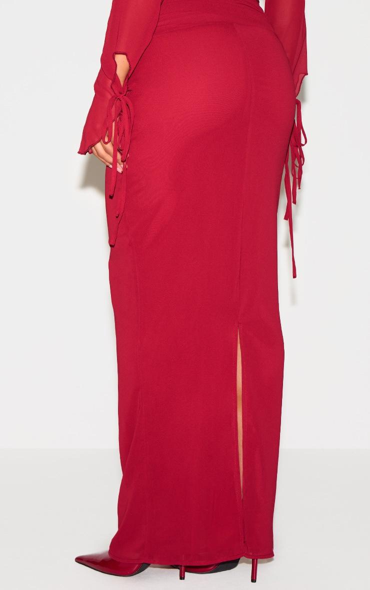 Pretty Little Thing Burgundy Ruched Chiffon Maxi Skirt