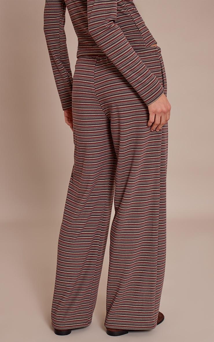 Pretty Little Thing Burgundy Soft Fleece Pinstripe Straight Leg Pant
