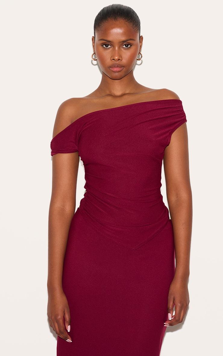 Pretty Little Thing Burgundy Soft Touch Sleeveless Asymmetric Top