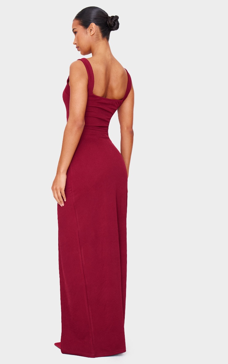 Pretty Little Thing Burgundy Straight Neck Maxi Dress