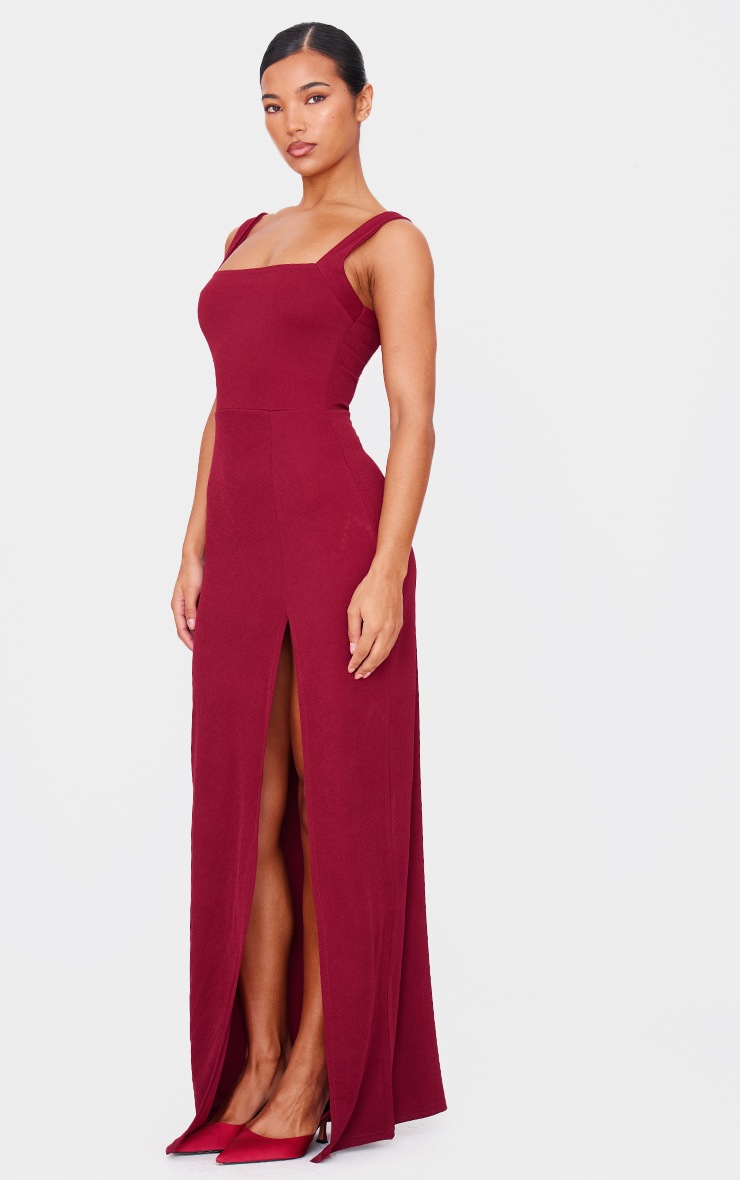 Pretty Little Thing Burgundy Straight Neck Maxi Dress