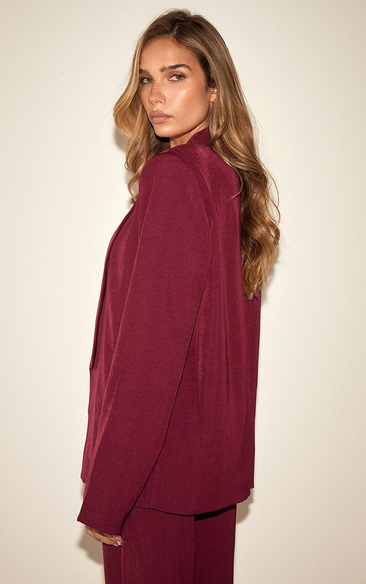 Pretty Little Thing Burgundy Tailored Longline Blazer