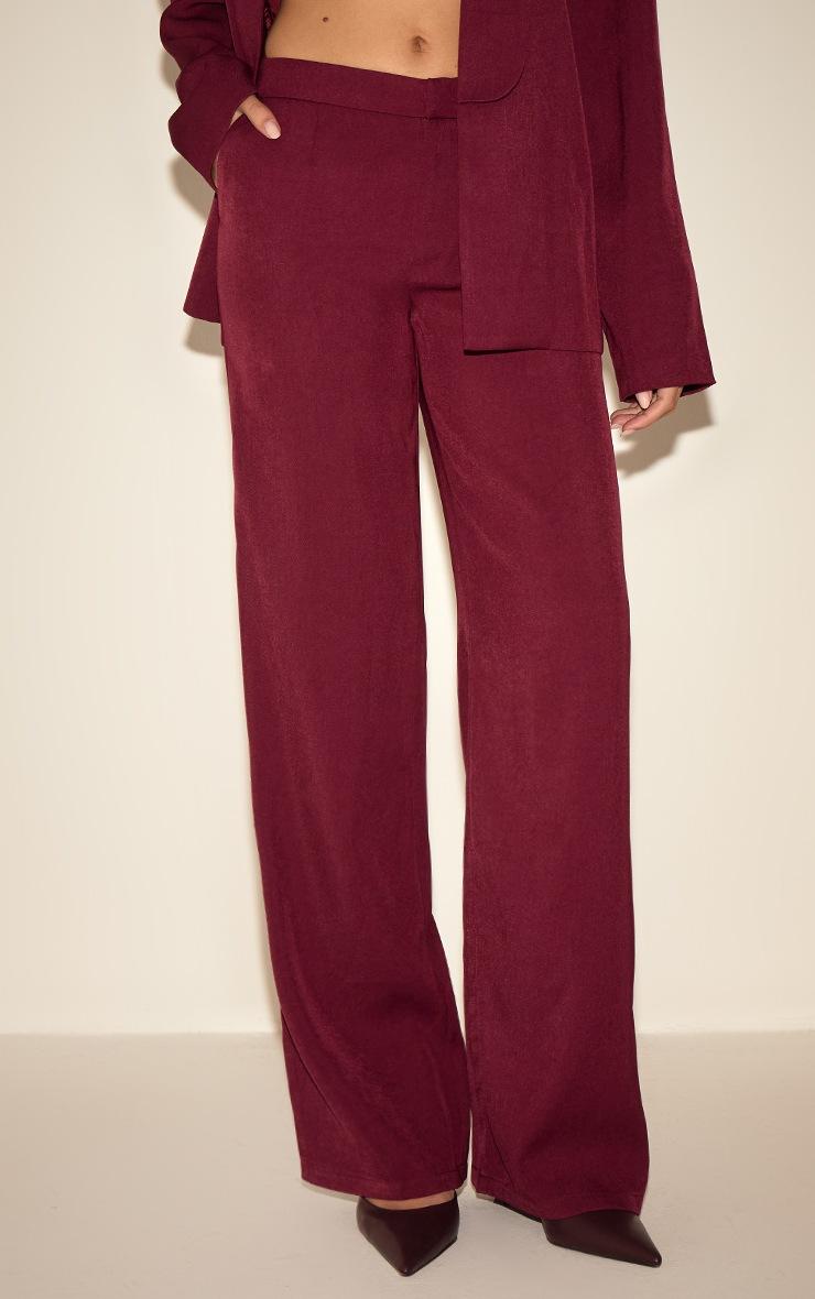 Pretty Little Thing Burgundy Tailored Straight Leg Pants