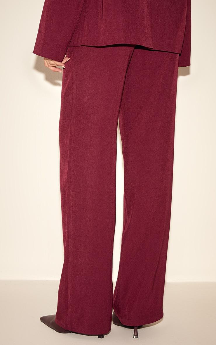 Pretty Little Thing Burgundy Tailored Straight Leg Pants