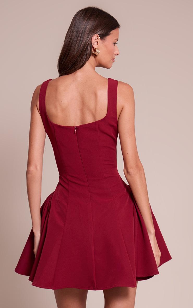 Pretty Little Thing Burgundy Woven Square Neck Shift Dress