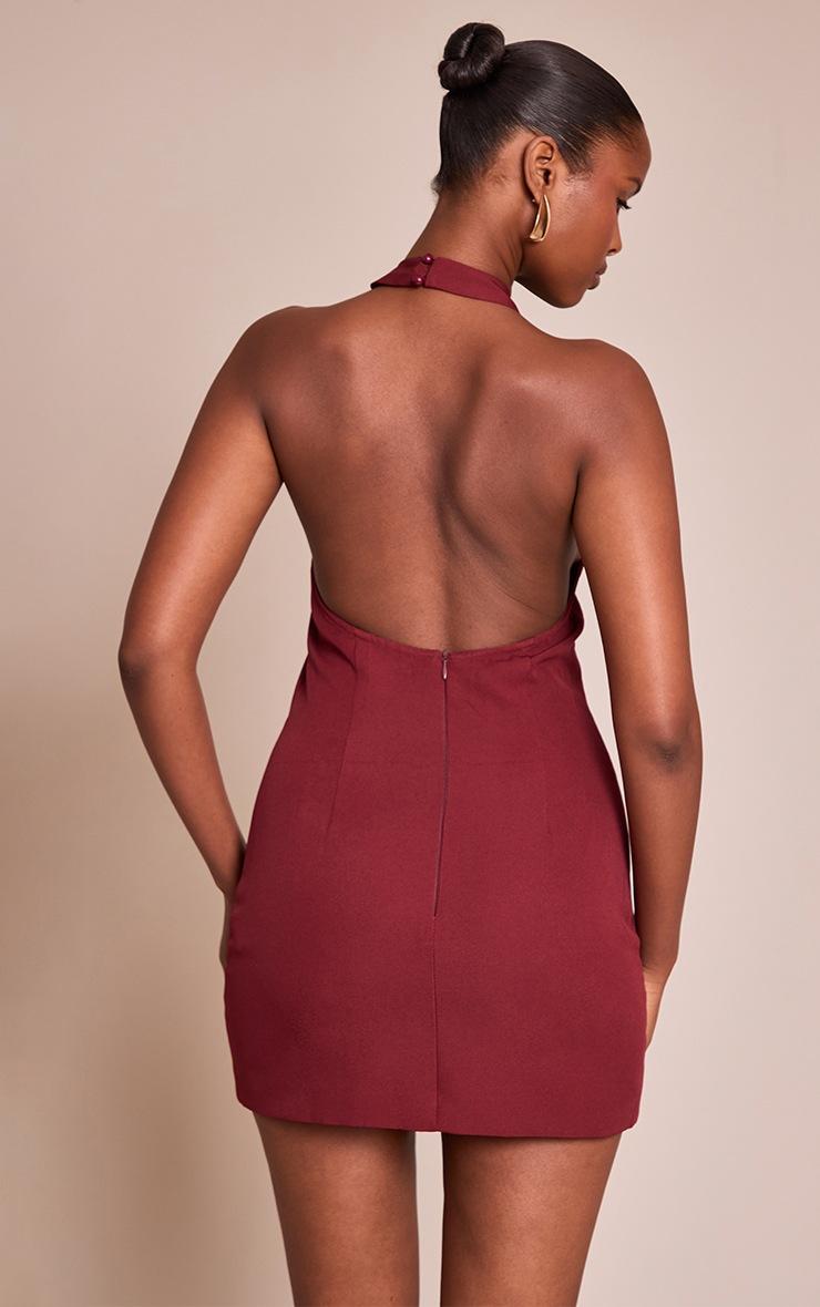 Pretty Little Thing Burgundy Woven Trim Detail Mini Dress