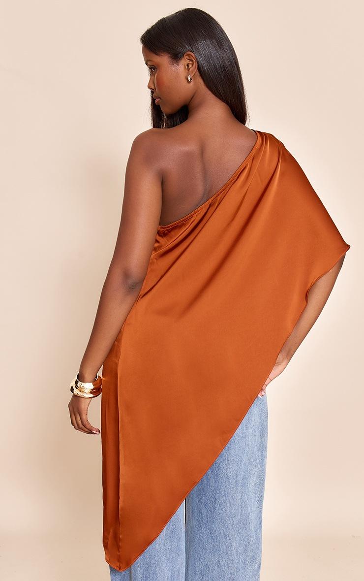Pretty Little Thing Burnt Orange Satin Floaty Long Top