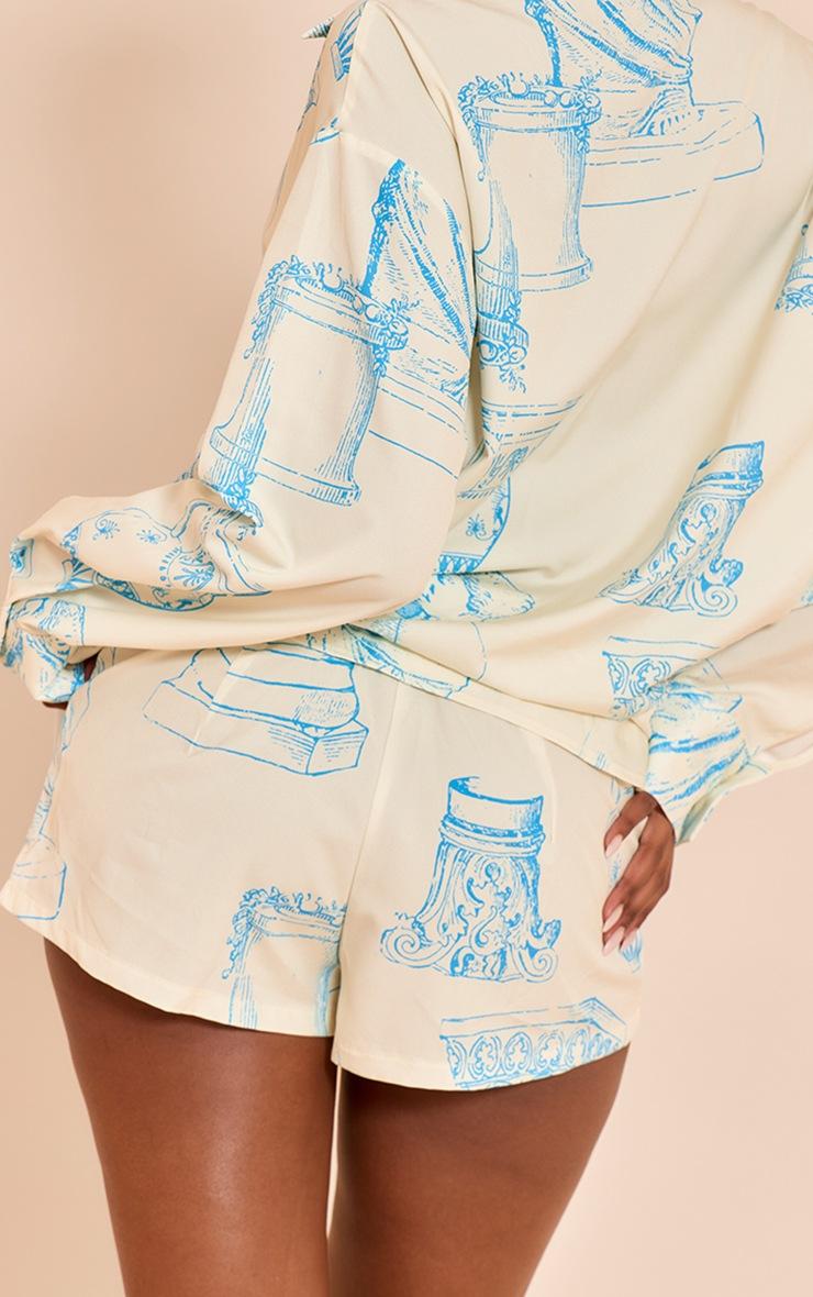Pretty Little Thing Butter Cream Abstract Print Woven Tailored Short