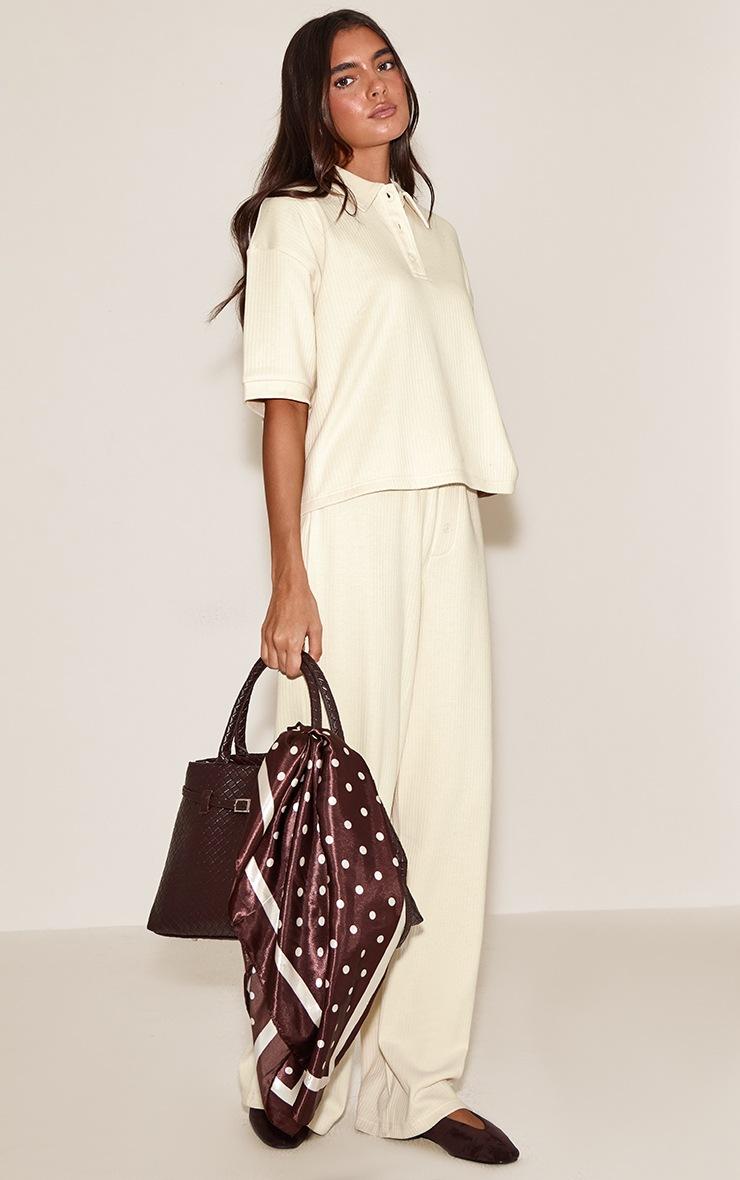 Pretty Little Thing Butter Cream Button Up Rib T-shirt