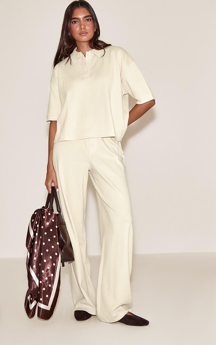 Pretty Little Thing Butter Cream Button Wide Leg Pant