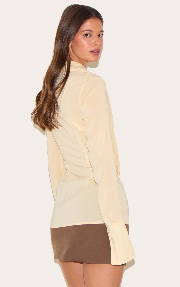 Pretty Little Thing Butter Cream Chiffon Fitted Shirt