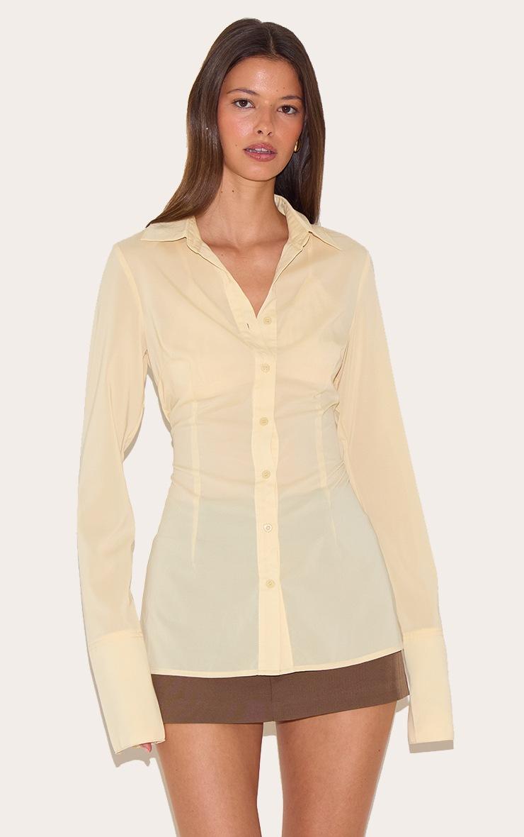 Pretty Little Thing Butter Cream Chiffon Fitted Shirt