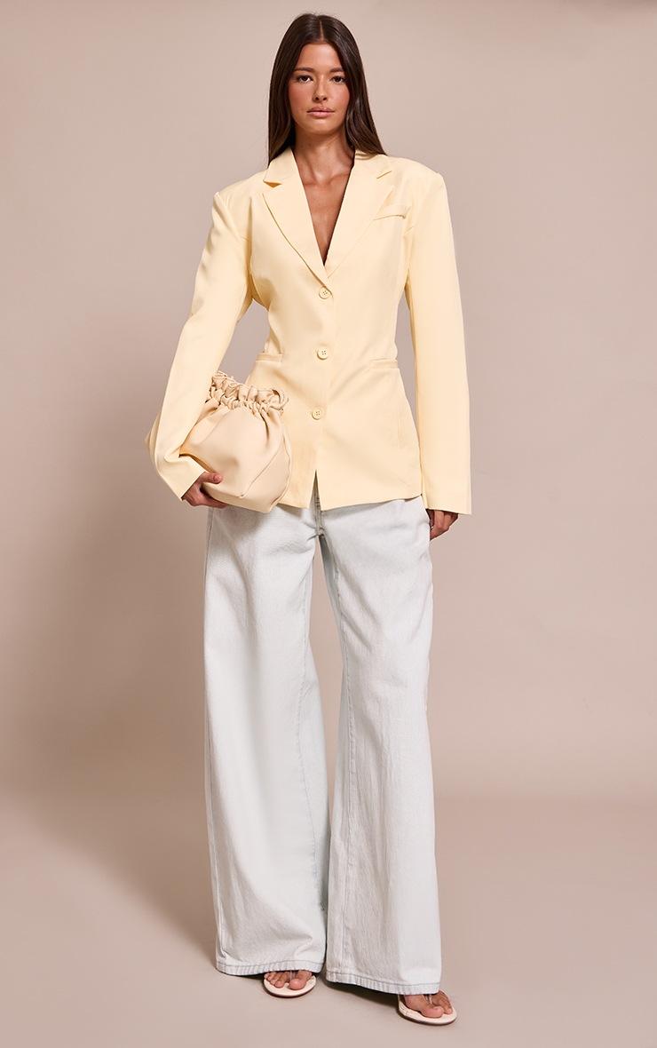 Pretty Little Thing Butter Cream Cinched Back Style Single Breasted Blazer
