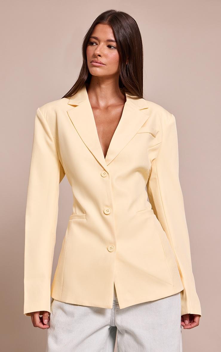 Pretty Little Thing Butter Cream Cinched Back Style Single Breasted Blazer