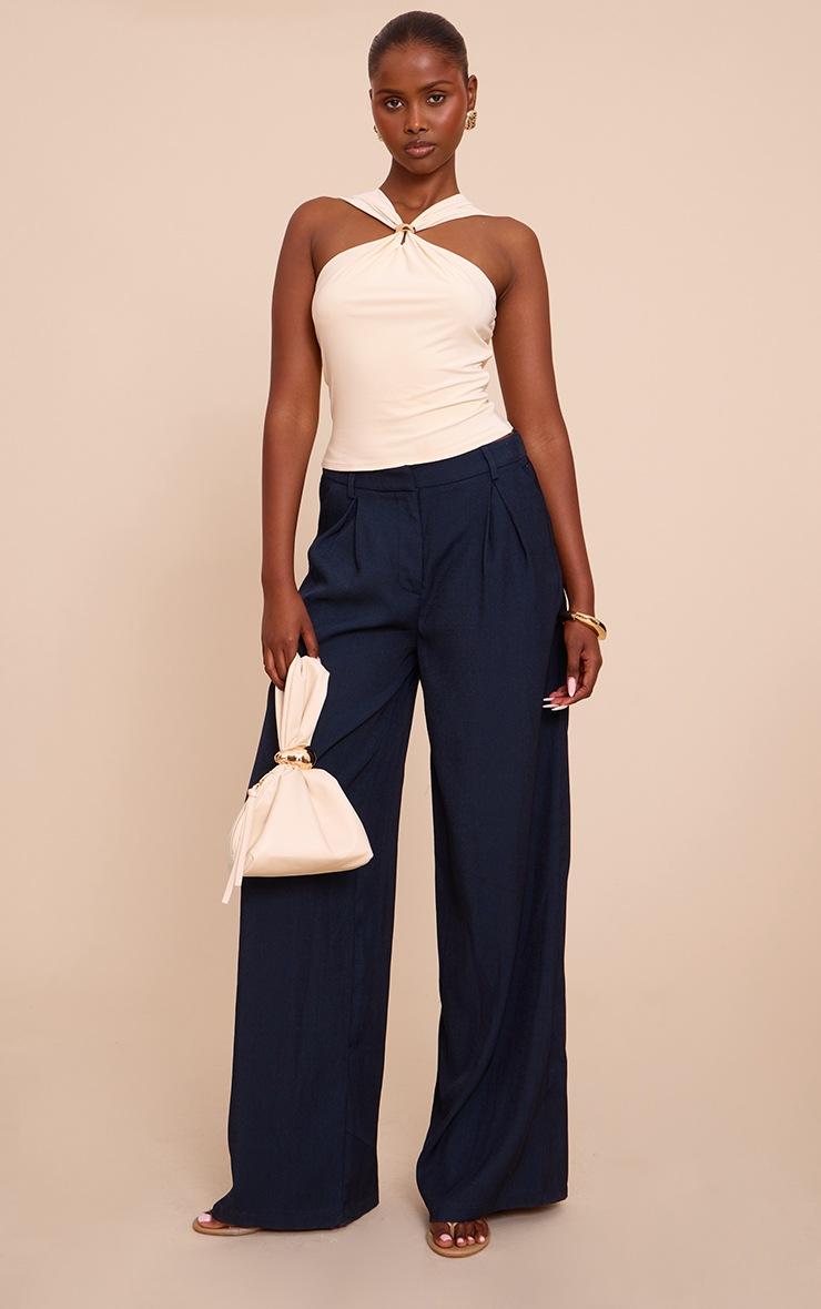 Pretty Little Thing Butter Cream Double Layer Slinky Trim Detail Sleeveless Top