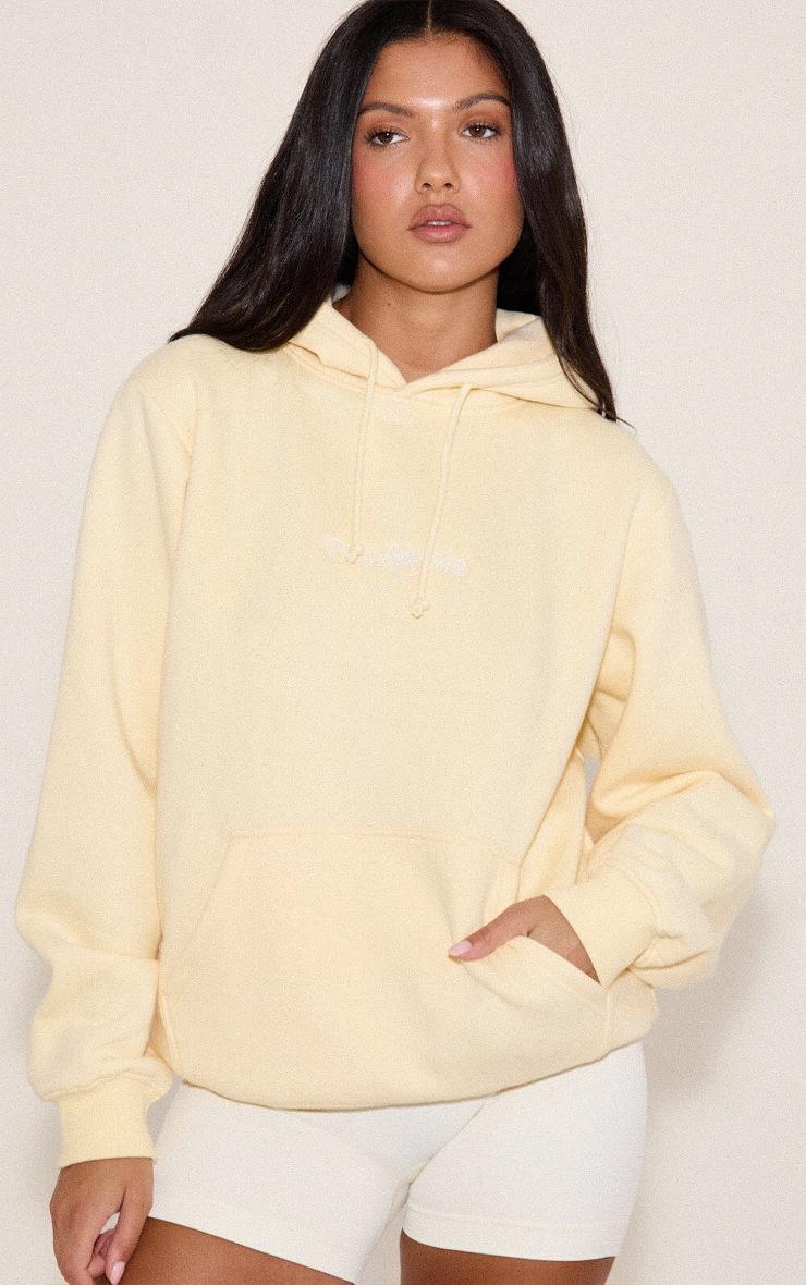 Pretty Little Thing Butter Cream Embroidered Oversized Sweat Hoodie
