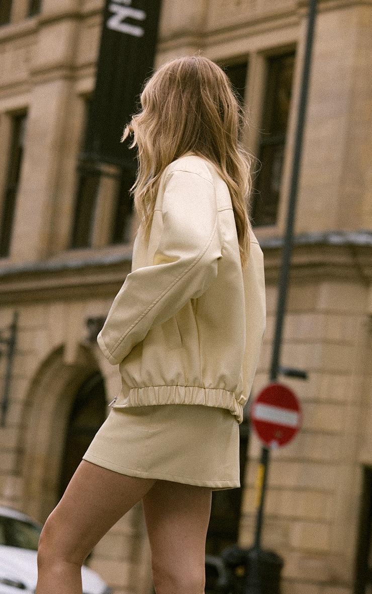 Pretty Little Thing Butter Cream Faux Leather Bomber Jacket