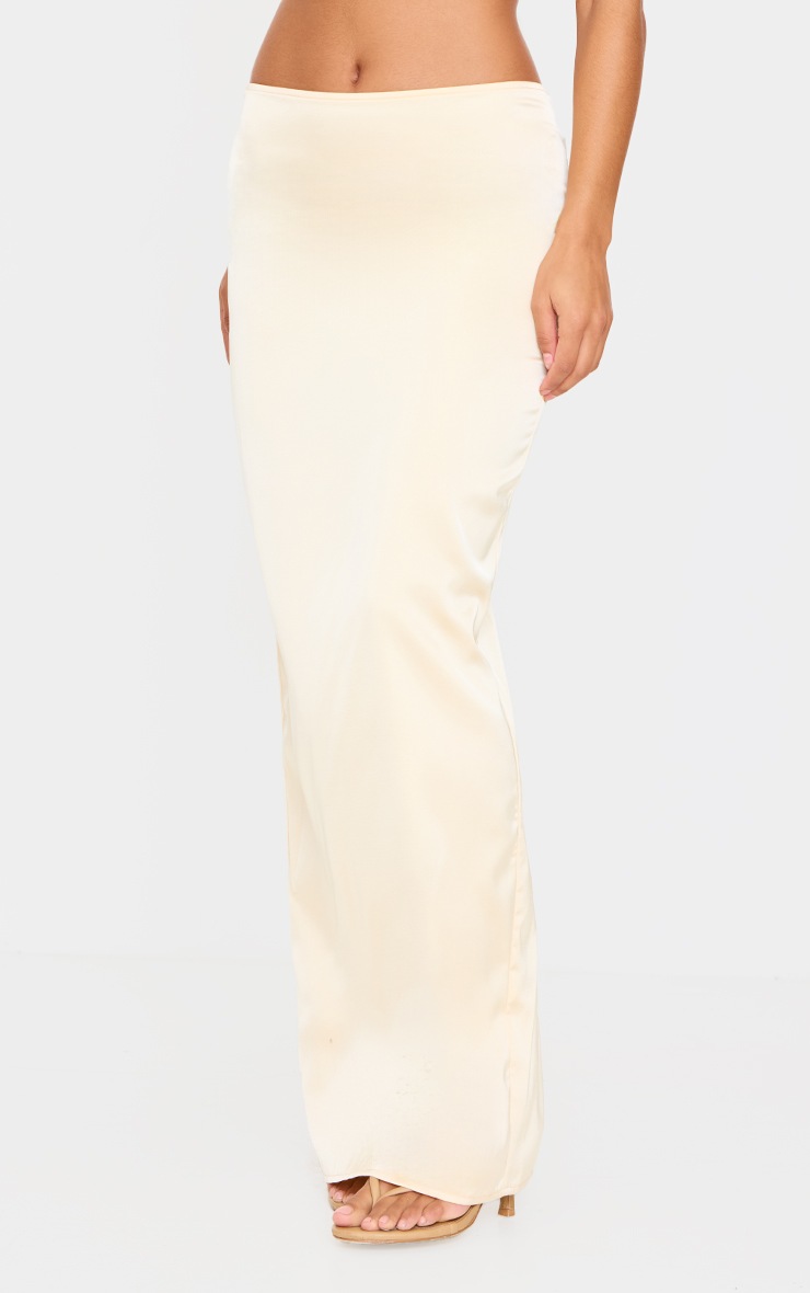 Pretty Little Thing Butter Cream Satin Mid Rise Maxi Skirt