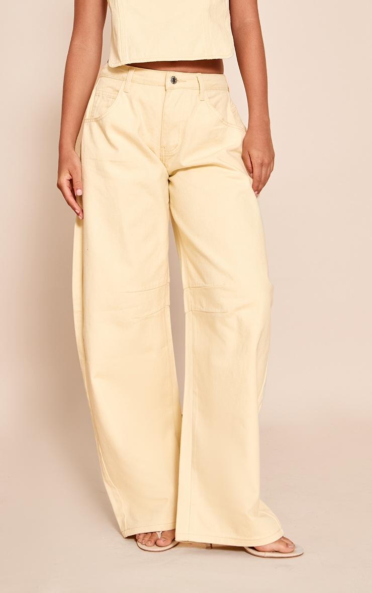 Pretty Little Thing Butter Cream Seam Detail Barrel Jean