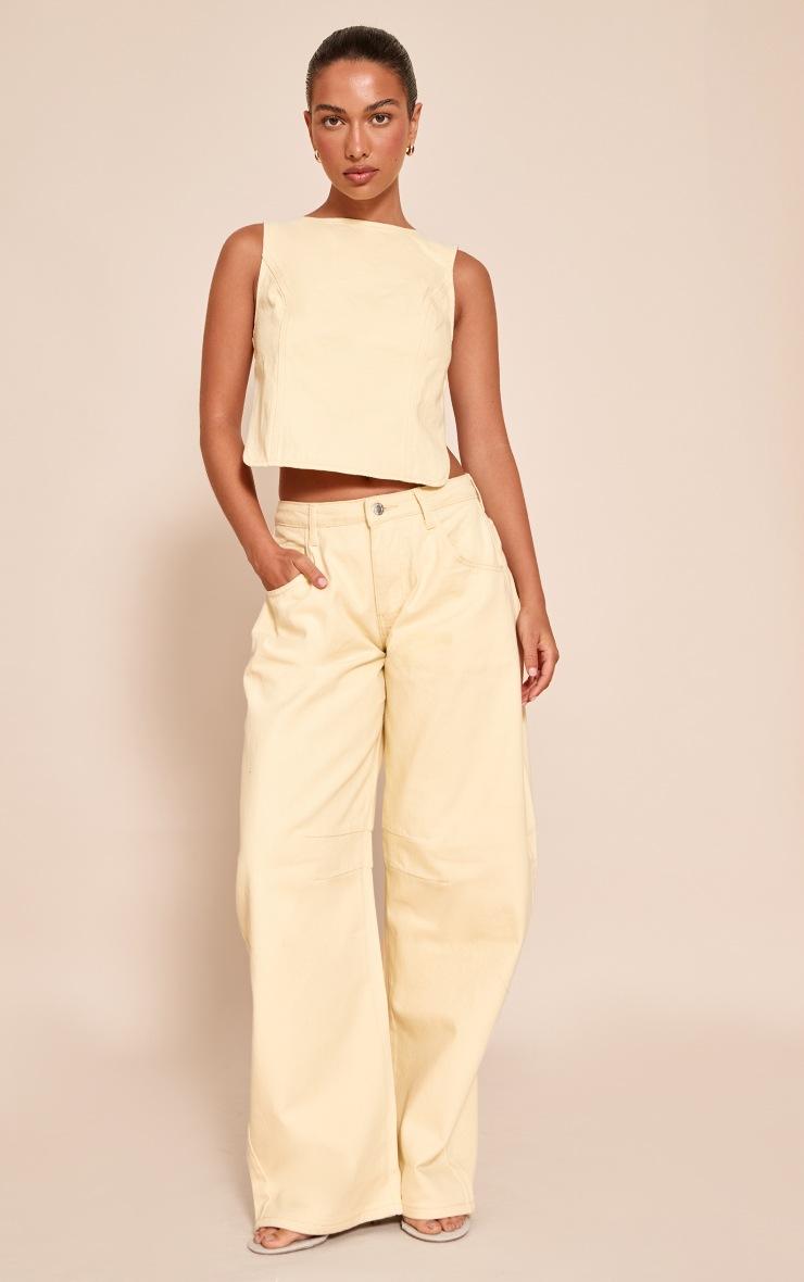 Pretty Little Thing Butter Cream Seam Detail Barrel Jean