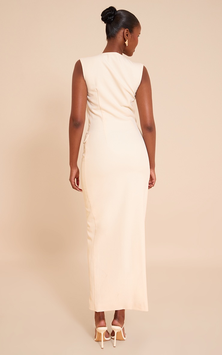 Pretty Little Thing Butter Cream Woven Button Maxi Dress