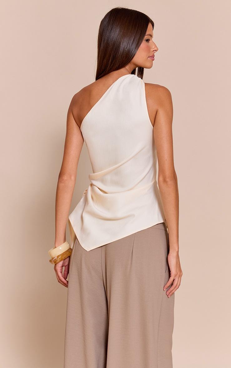 Pretty Little Thing Butter Milk Woven One Shoulder Drape Detail Top