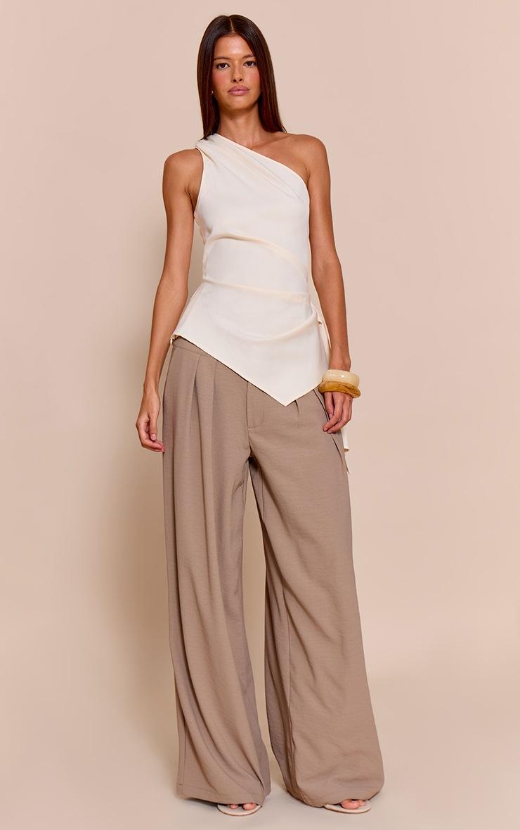 Pretty Little Thing Butter Milk Woven One Shoulder Drape Detail Top