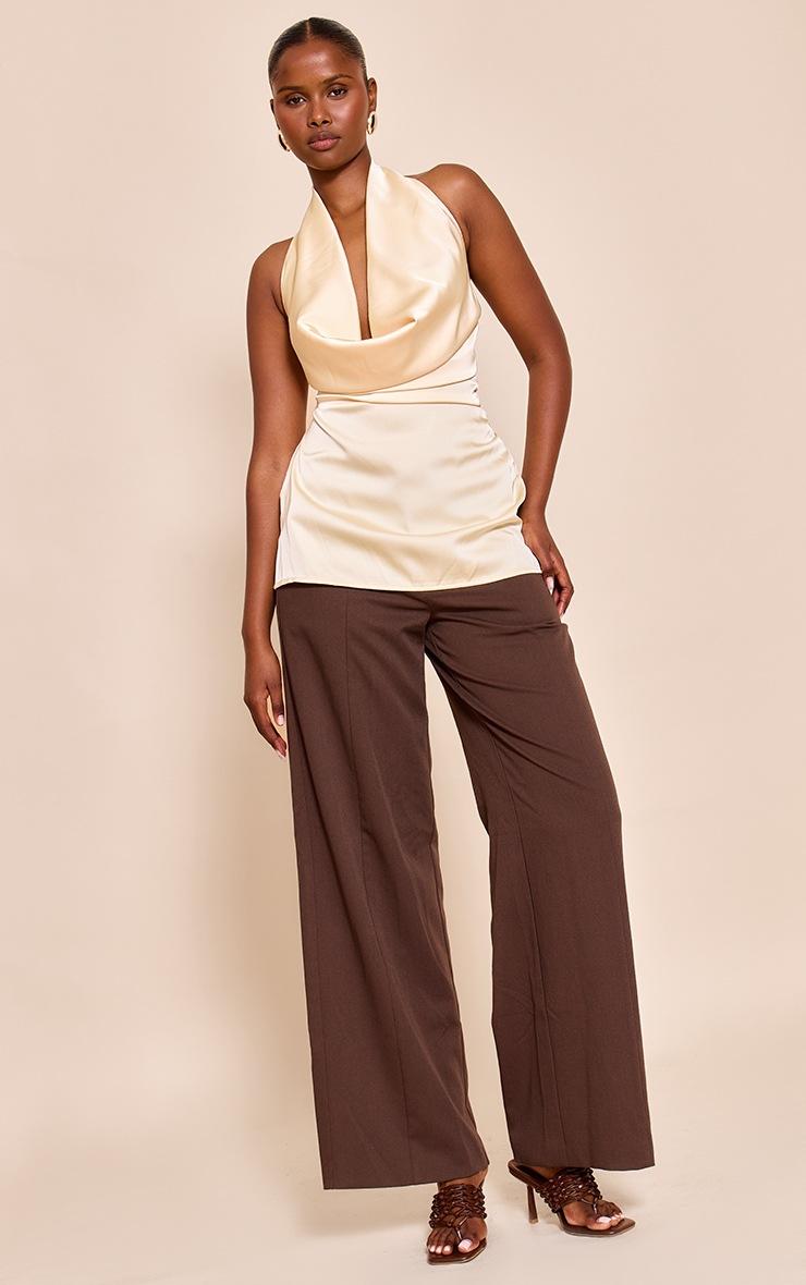 Pretty Little Thing Butter Yellow Extreme Longline Cowl Neck Top