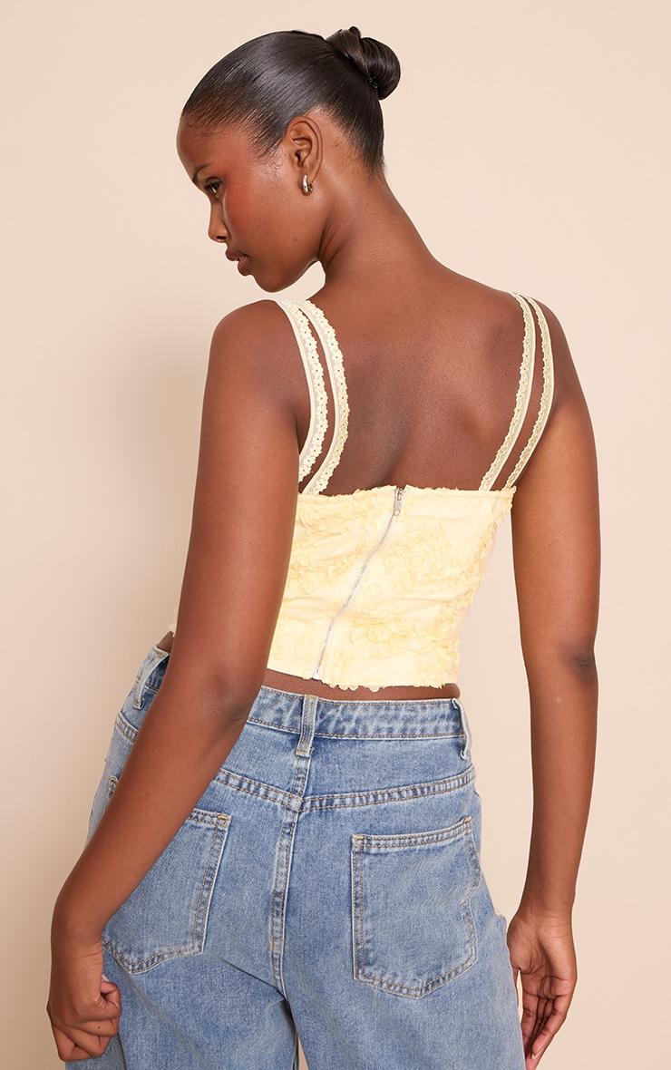 Pretty Little Thing Butter Yellow Floral Textured Boned Corset