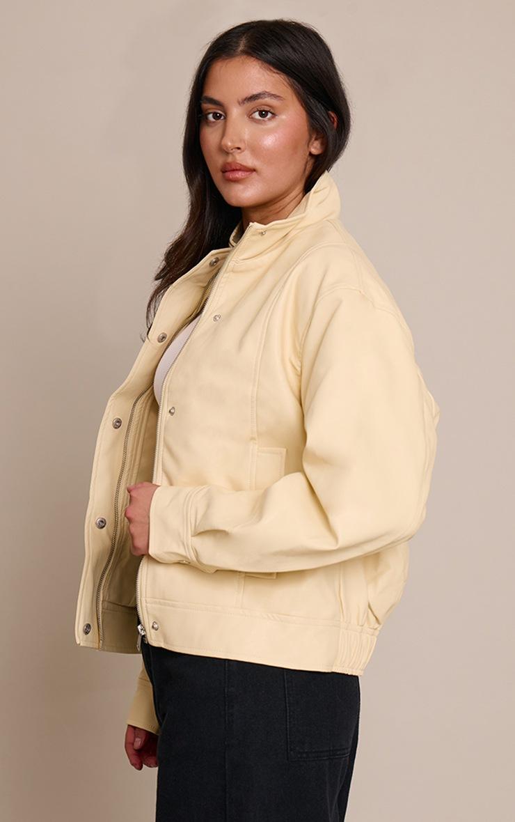 Pretty Little Thing Butter Yellow Funnel Neck Concealed Placket Biker Jacket