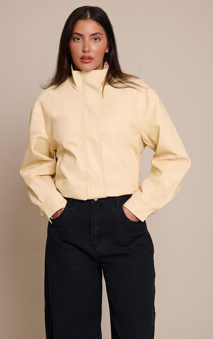 Pretty Little Thing Butter Yellow Funnel Neck Concealed Placket Biker Jacket
