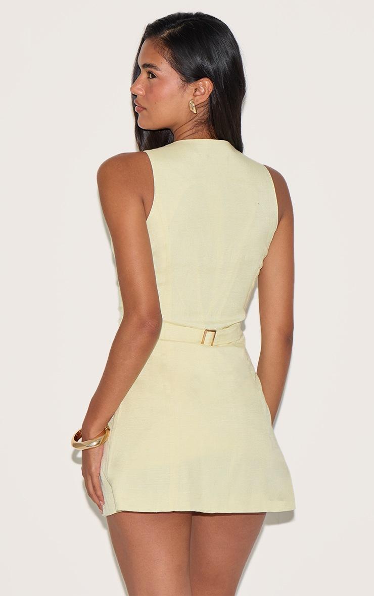Pretty Little Thing Butter Yellow Linen A Line Cinched Back Skort Romper