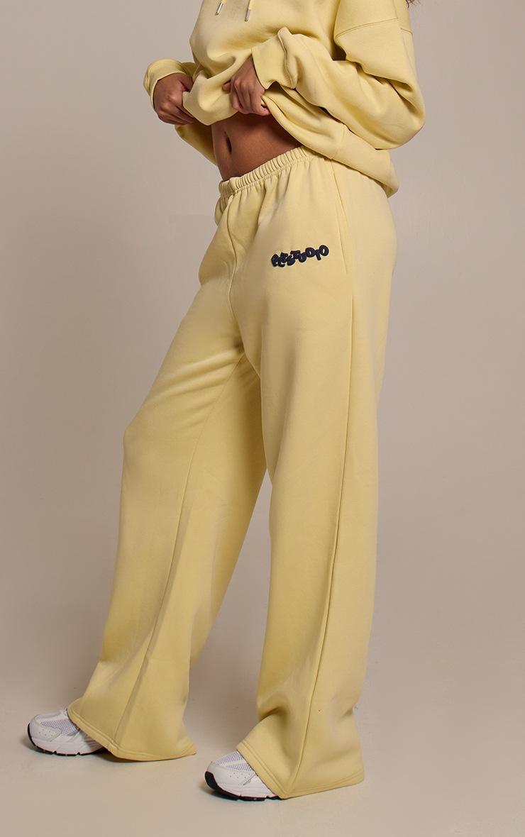 Pretty Little Thing Butter Yellow PLT Studio Archive Puff Print Thin Waistband Sweatpants
